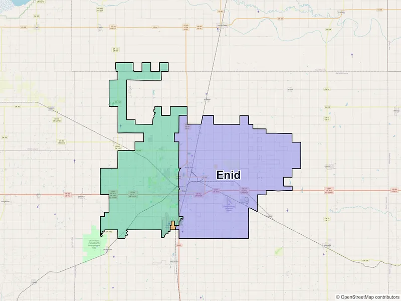 Map of Enid, Oklahoma and ZIP codes