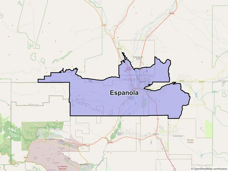 Map of Espanola, New Mexico and ZIP codes