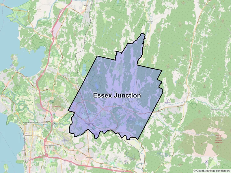 Map of Essex Junction, Vermont and ZIP codes