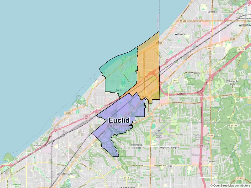 Map of Euclid, Ohio and ZIP codes
