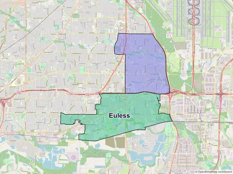 Map of Euless, Texas and ZIP codes