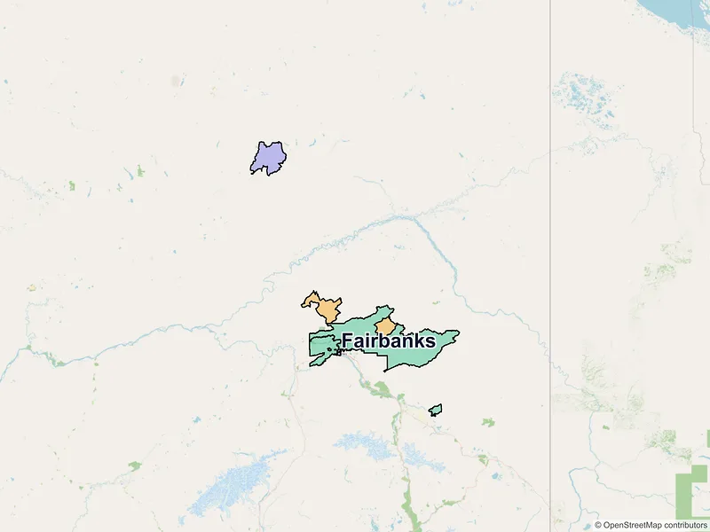 Map of Fairbanks, Alaska and ZIP codes
