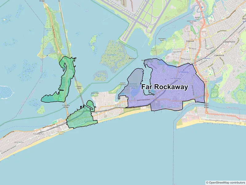 Map of Far Rockaway, New York and ZIP codes