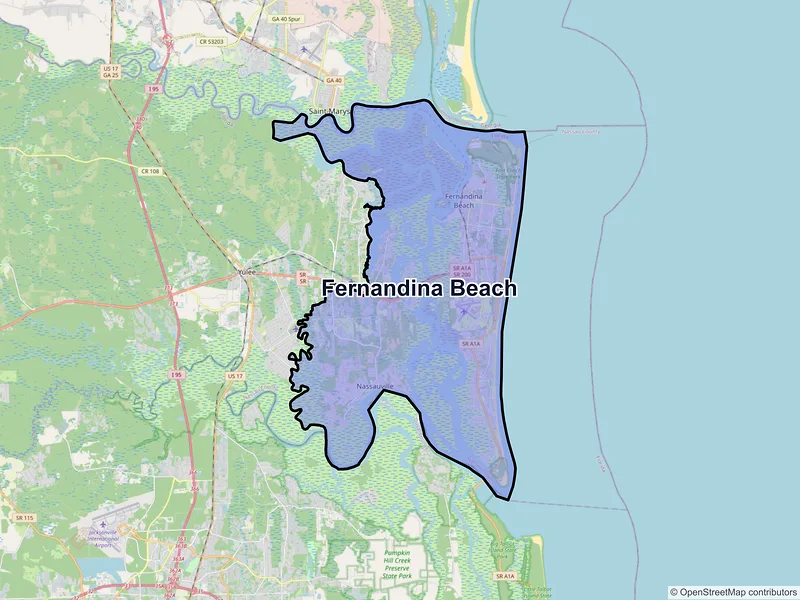 Map of Fernandina Beach, Florida and ZIP codes