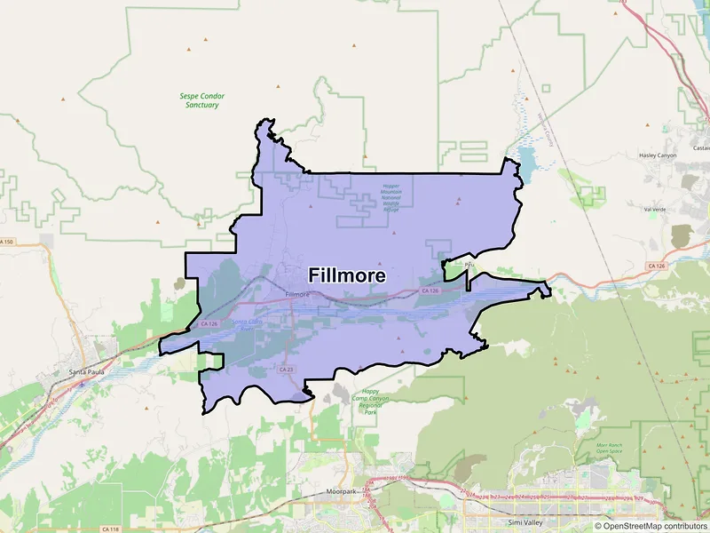Map of Fillmore, California and ZIP codes