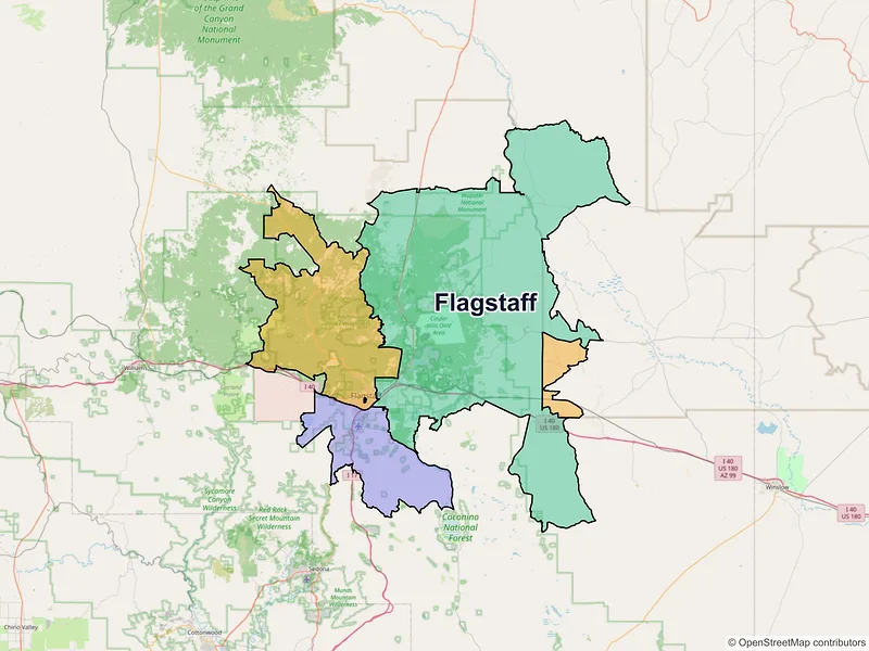 Map of Flagstaff, Arizona and ZIP codes