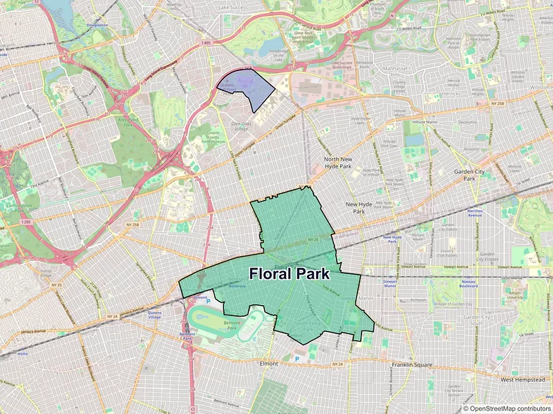 Map of Floral Park, New York and ZIP codes
