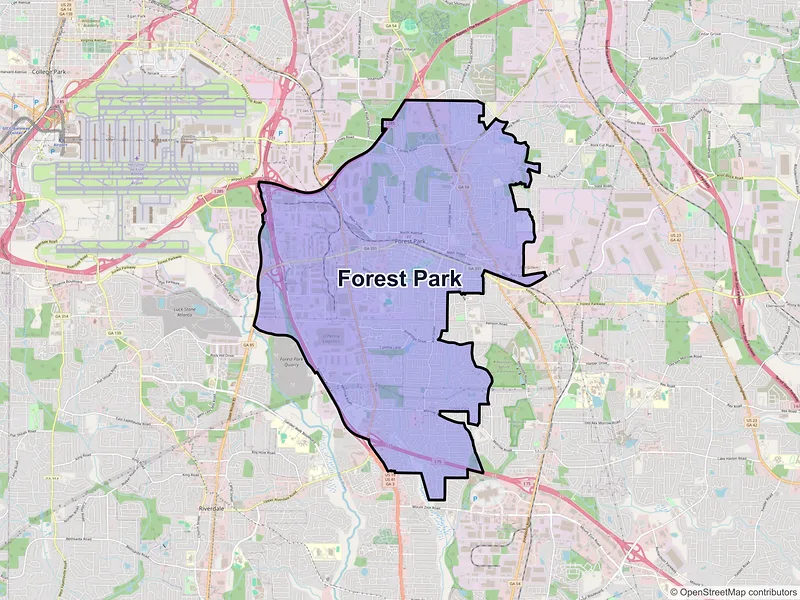 Map of Forest Park, Georgia and ZIP codes