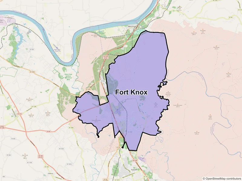 Map of Fort Knox, Kentucky and ZIP codes