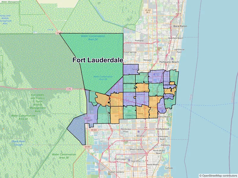Map of Fort Lauderdale, Florida and ZIP codes