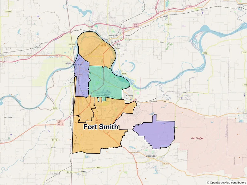 Map of Fort Smith, Arkansas and ZIP codes