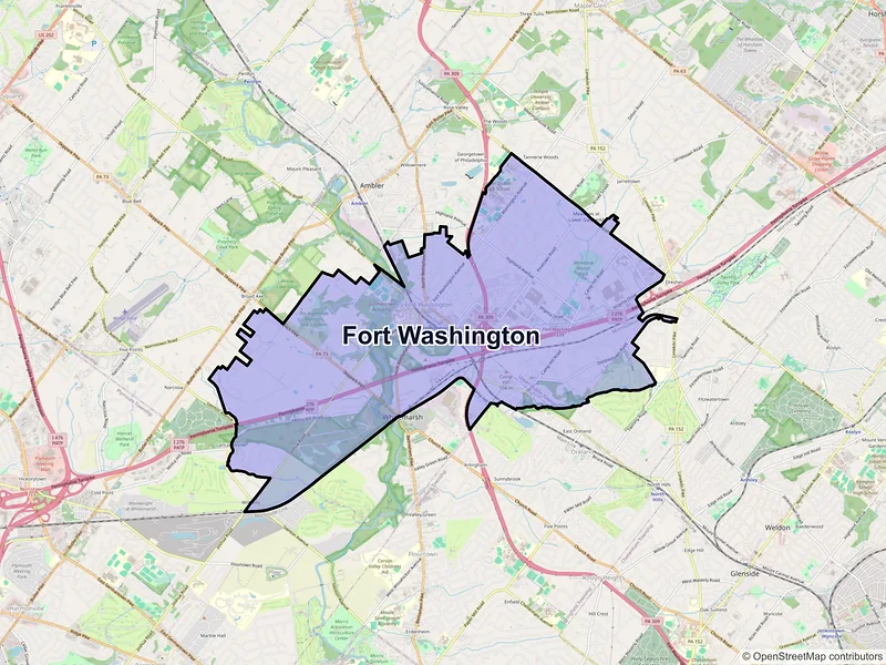 Map of Fort Washington, Pennsylvania and ZIP codes