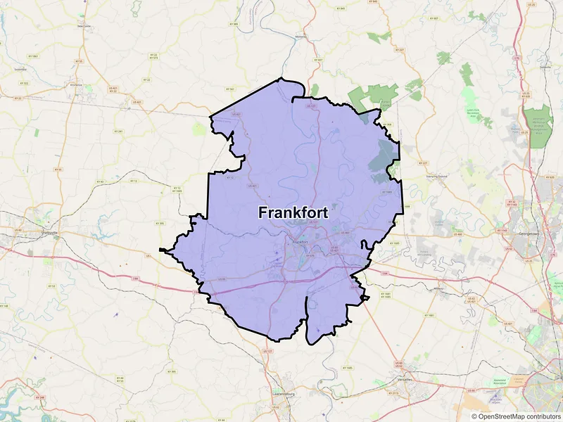 Map of Frankfort, Kentucky and ZIP codes