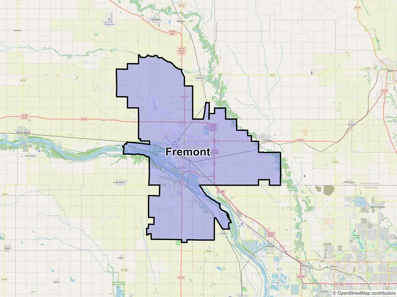 Map of Fremont, Nebraska and ZIP codes
