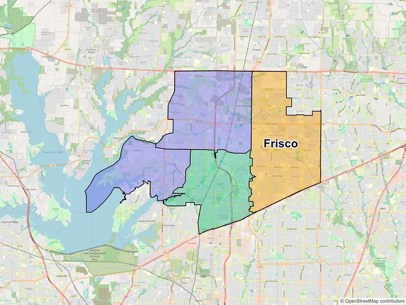 Map of Frisco, Texas and ZIP codes