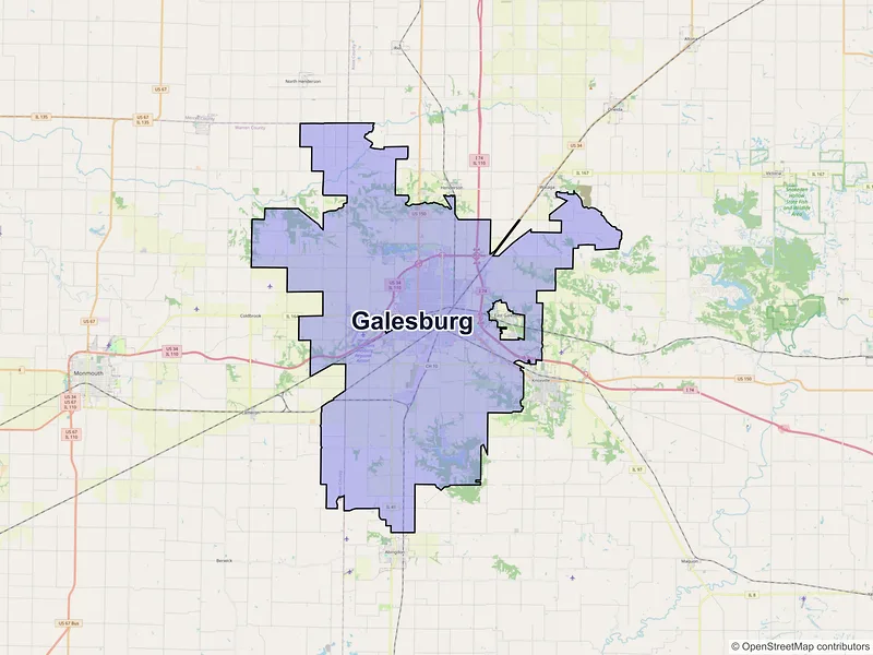 Map of Galesburg, Illinois and ZIP codes
