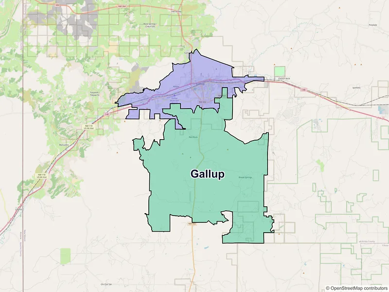 Map of Gallup, New Mexico and ZIP codes
