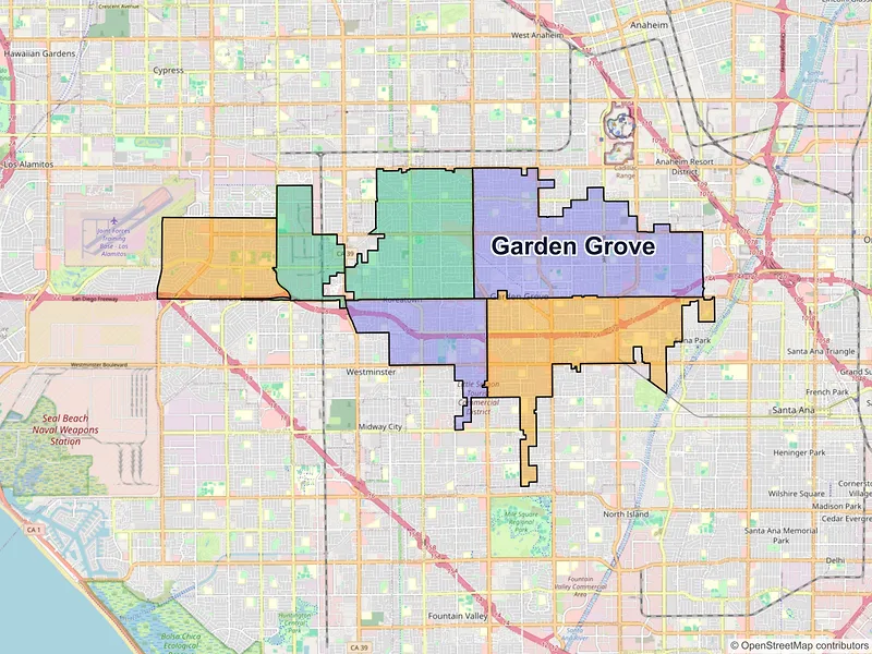 Map of Garden Grove, California and ZIP codes