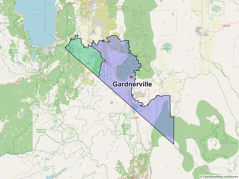 Map of Gardnerville, Nevada and ZIP codes