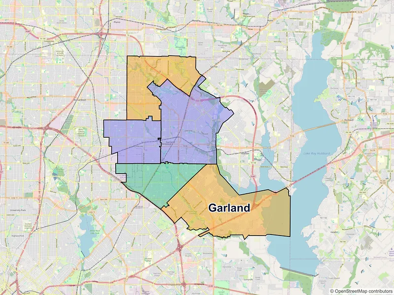Map of Garland, Texas and ZIP codes