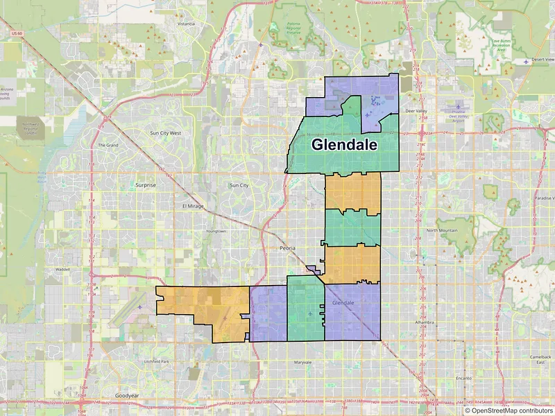 Map of Glendale, Arizona and ZIP codes