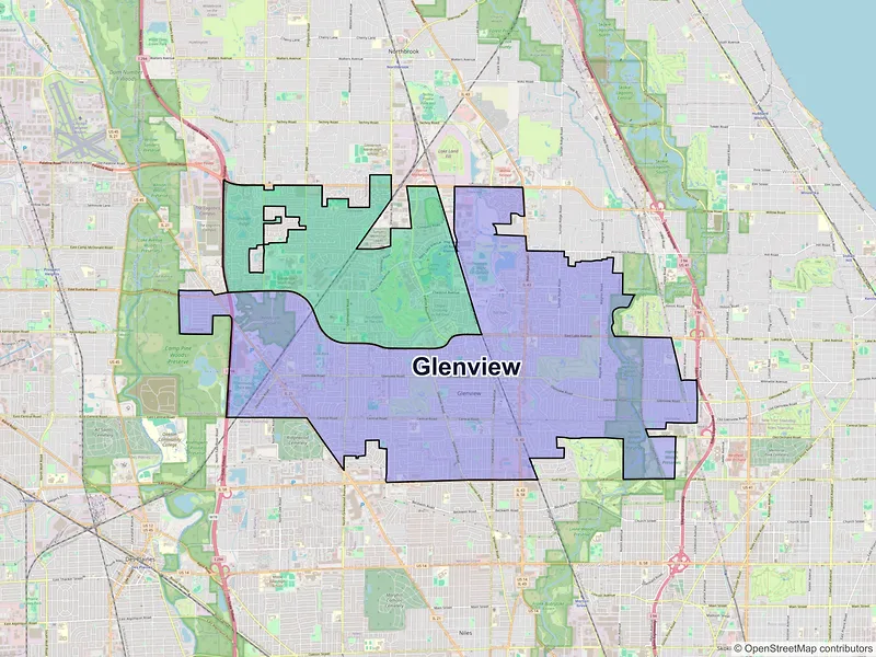 Map of Glenview, Illinois and ZIP codes