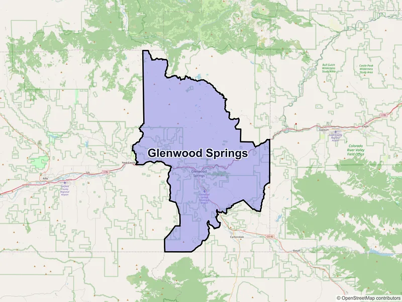 Map of Glenwood Springs, Colorado and ZIP codes