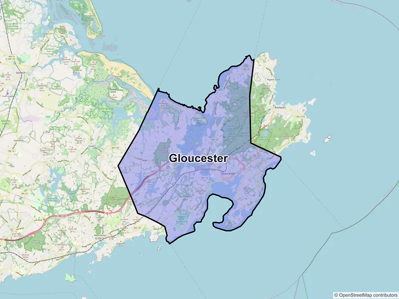 Map of Gloucester, Massachusetts and ZIP codes