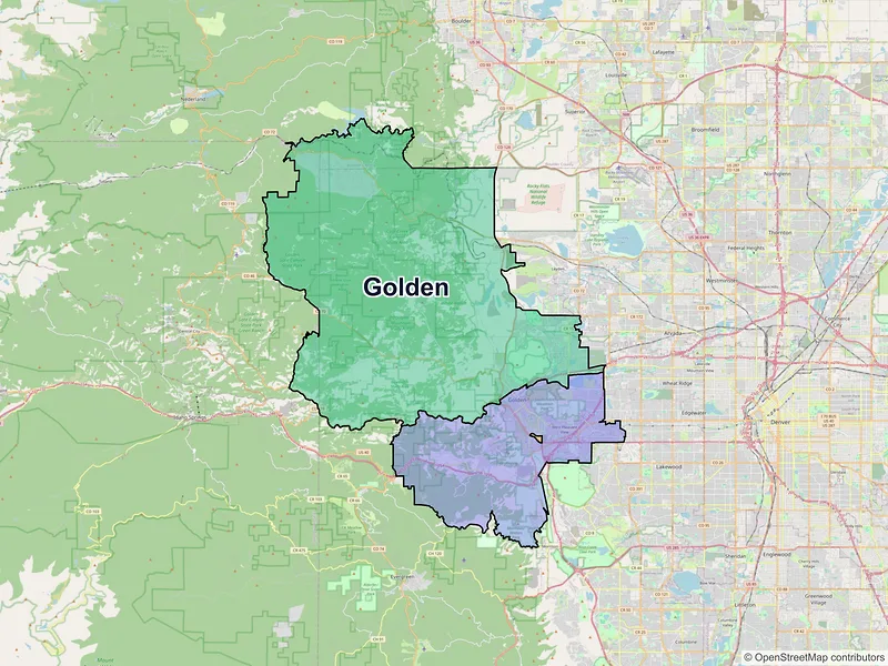 Map of Golden, Colorado and ZIP codes