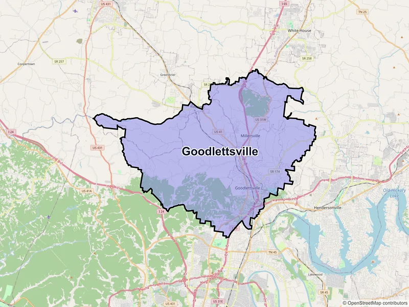 Map of Goodlettsville, Tennessee and ZIP codes