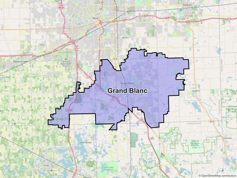 Map of Grand Blanc, Michigan and ZIP codes