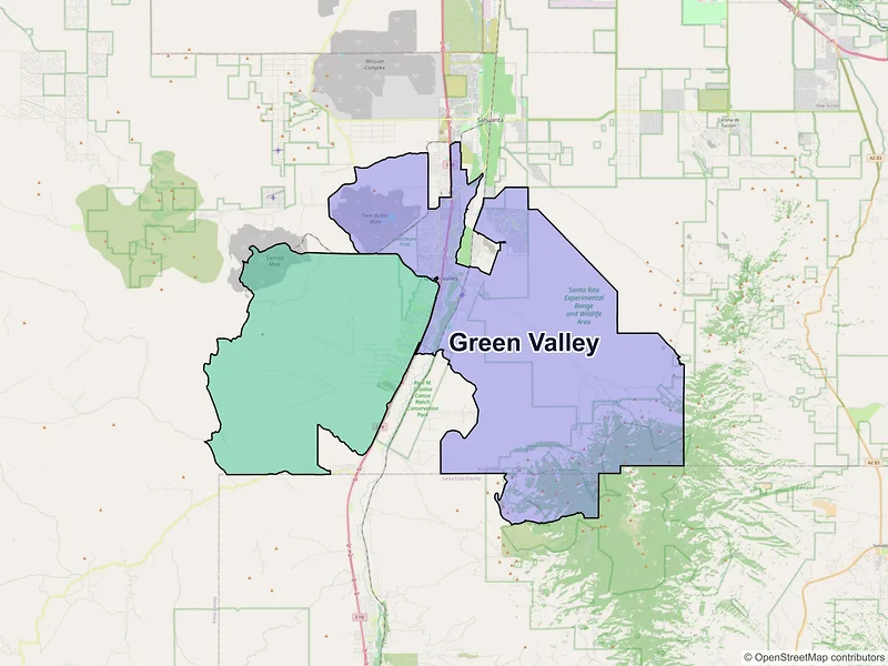 Map of Green Valley, Arizona and ZIP codes