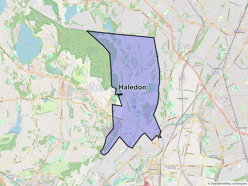 Map of Haledon, New Jersey and ZIP codes