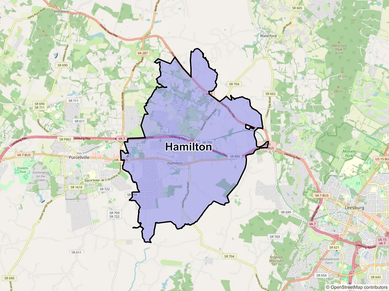 Map of Hamilton, Virginia and ZIP codes