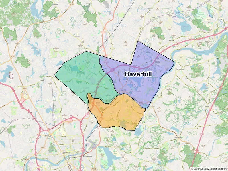 Map of Haverhill, Massachusetts and ZIP codes