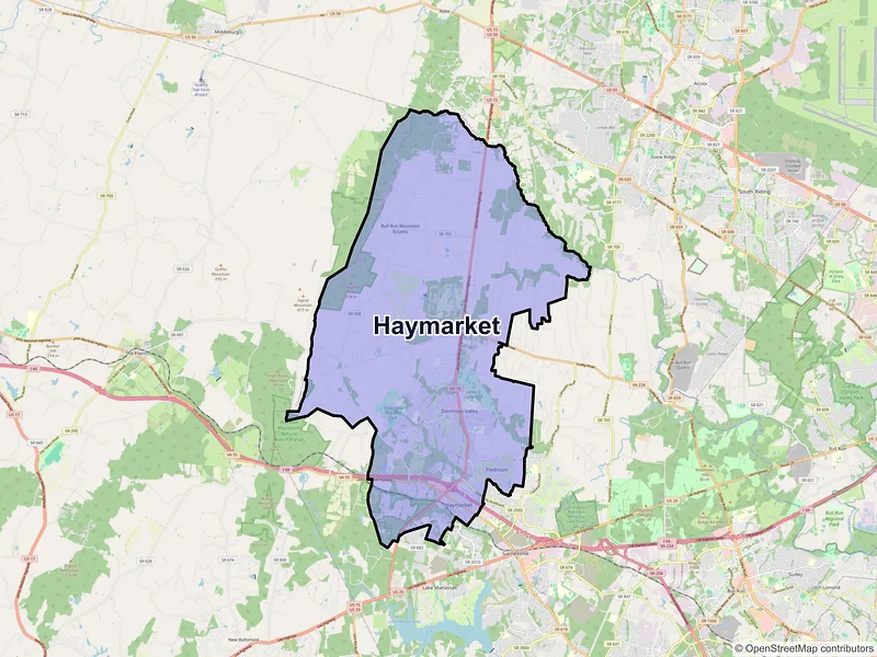 Map of Haymarket, Virginia and ZIP codes