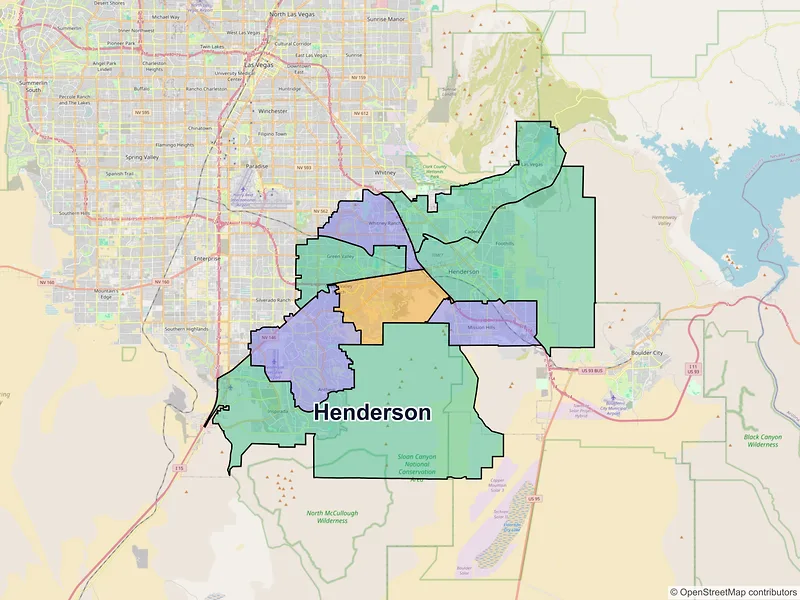 Map of Henderson, Nevada and ZIP codes