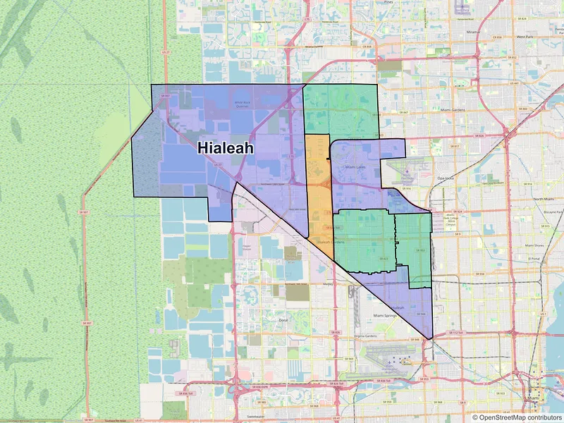 Map of Hialeah, Florida and ZIP codes