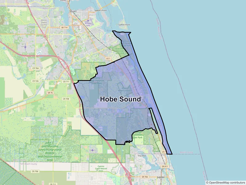 Map of Hobe Sound, Florida and ZIP codes