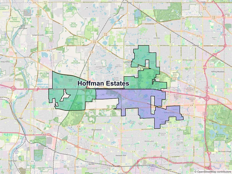 Map of Hoffman Estates, Illinois and ZIP codes