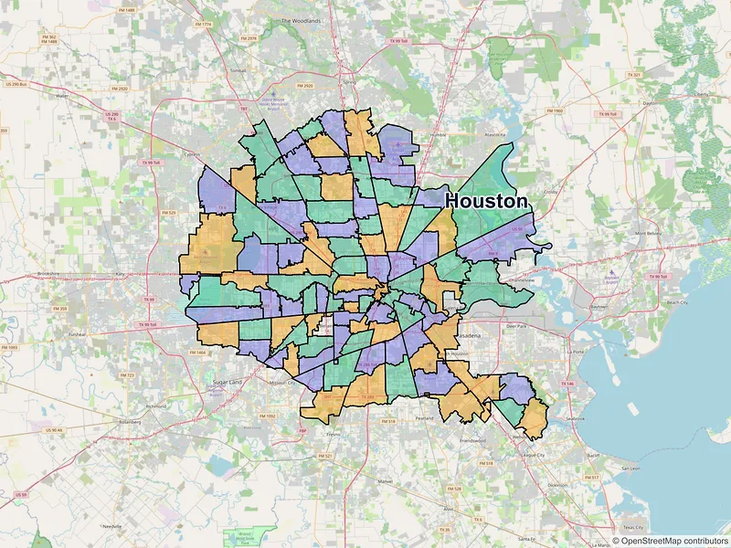 Map of Houston, Texas and ZIP codes
