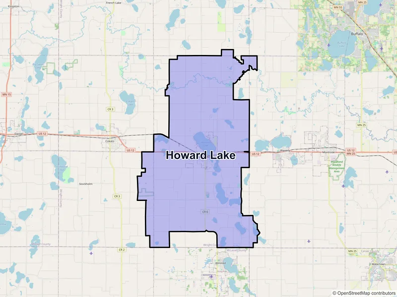 Map of Howard Lake, Minnesota and ZIP codes