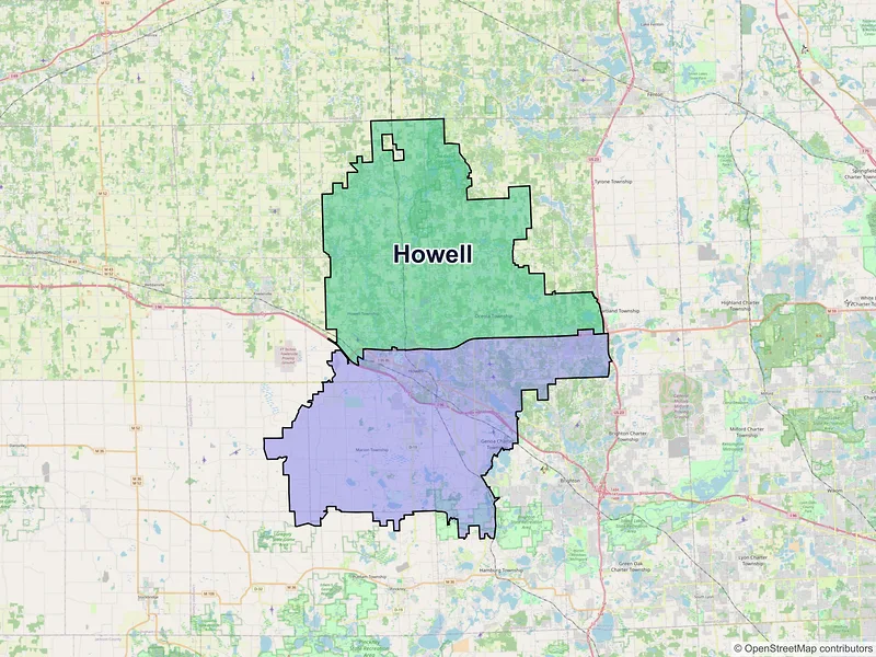 Map of Howell, Michigan and ZIP codes