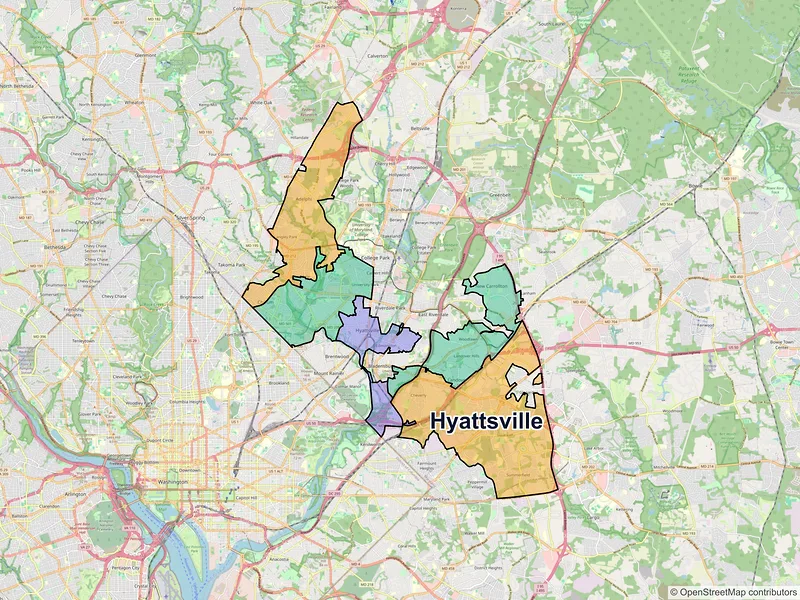 Map of Hyattsville, Maryland and ZIP codes