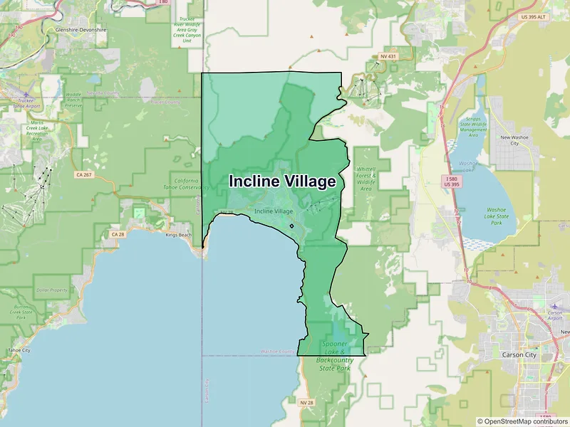 Map of Incline Village, Nevada and ZIP codes