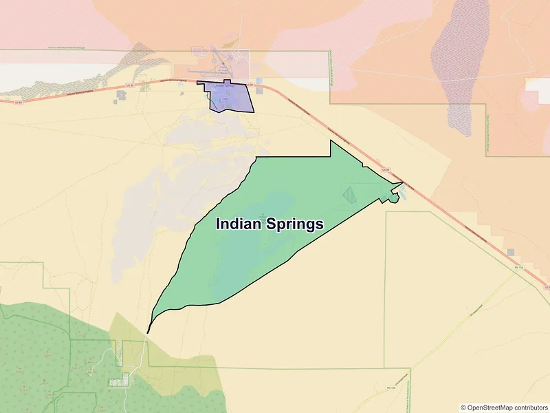 Map of Indian Springs, Nevada and ZIP codes