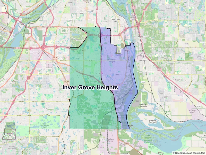 Map of Inver Grove Heights, Minnesota and ZIP codes