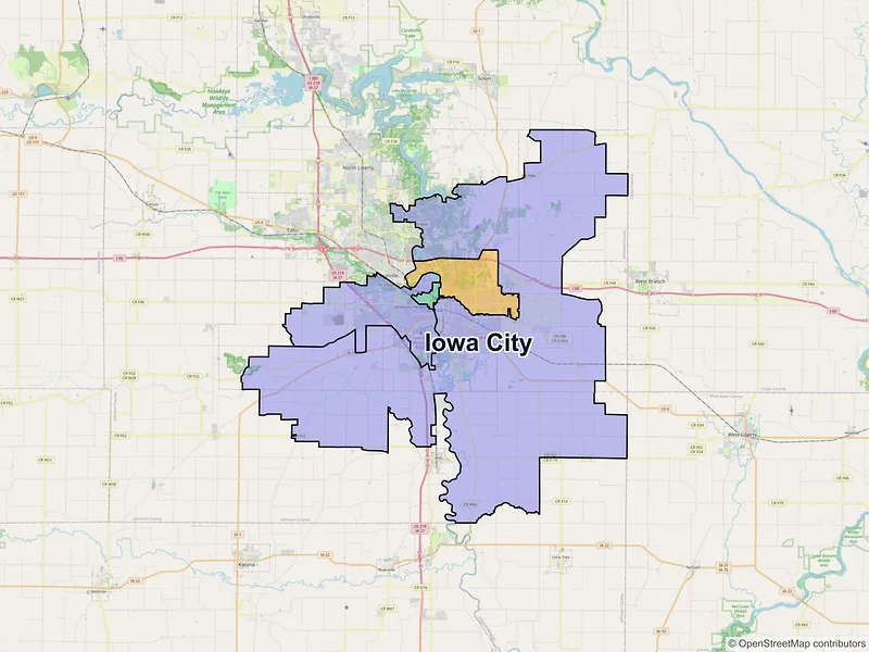 Map of Iowa City, Iowa and ZIP codes