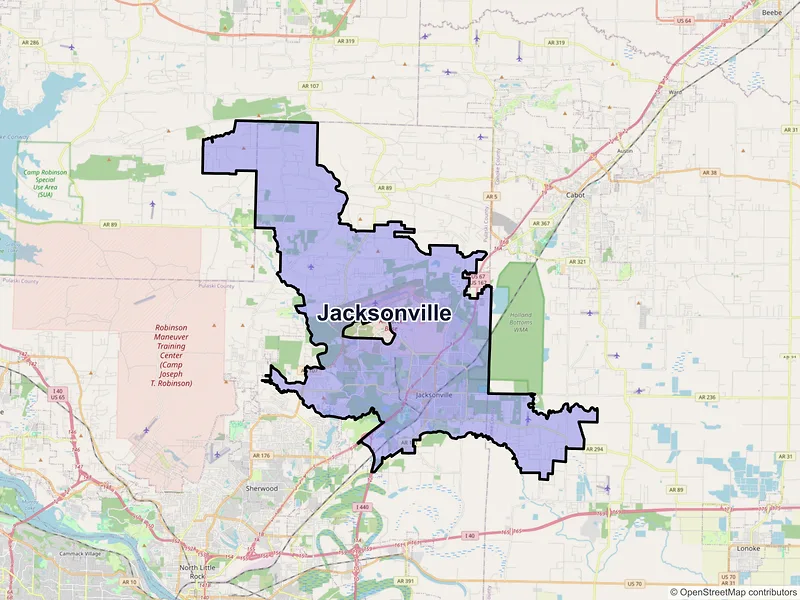 Map of Jacksonville, Arkansas and ZIP codes