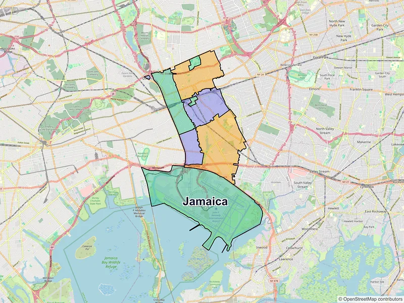 Map of Jamaica, New York and ZIP codes
